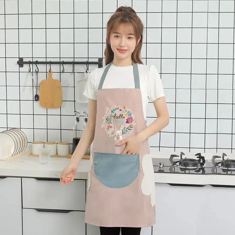Hand-wiping Kitchen Household Cooking Apron Oil-proof Waterproof Men Women Adult Waist Fashion Coffee Overalls Wipe Hand Apron kitchen apron