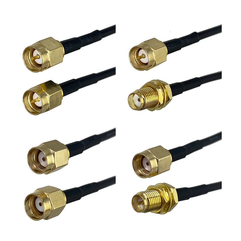 Kit 4 Adattatori SMA A RP-SMA A 90 Gradi – Femmina A Maschio E Maschio A Femmina, Placcati Oro, Per Antenna WiFi 4G LTE