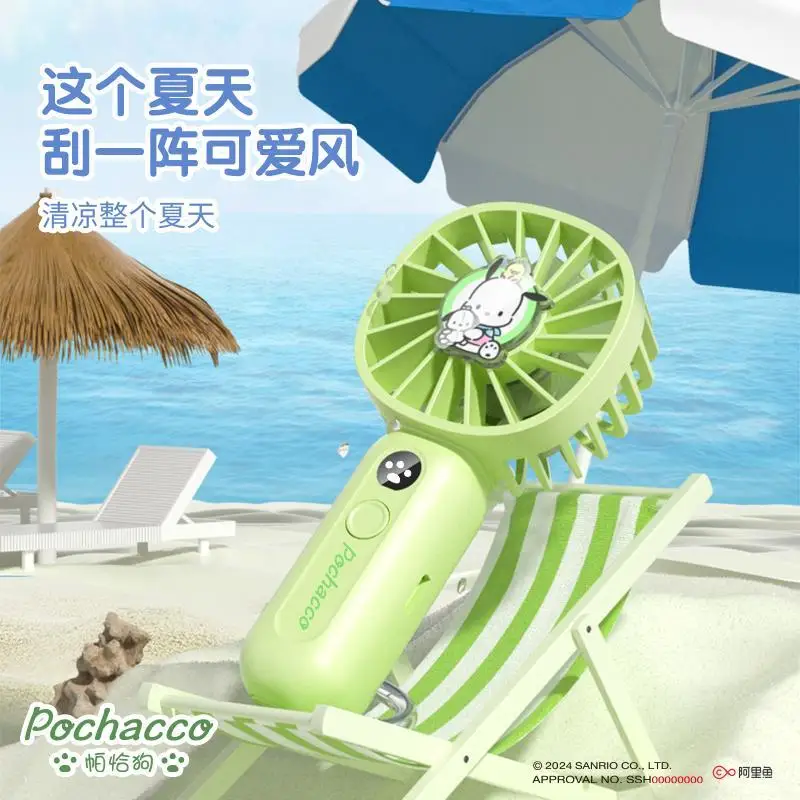 

2024 Sanrio Kawaii Anime Kuromi Cinnamoroll Pocket Handheld Fan Girl Heart Cute Cartoon Summer Cool Portable Silent Fan Kid Gift