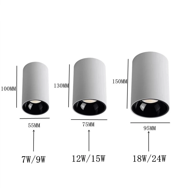 Surface Mounted LED Round COB Ceiling Bulbs Lamp Downlight 7W/9W12W/15W/18W 85-265V Warm/Cold White