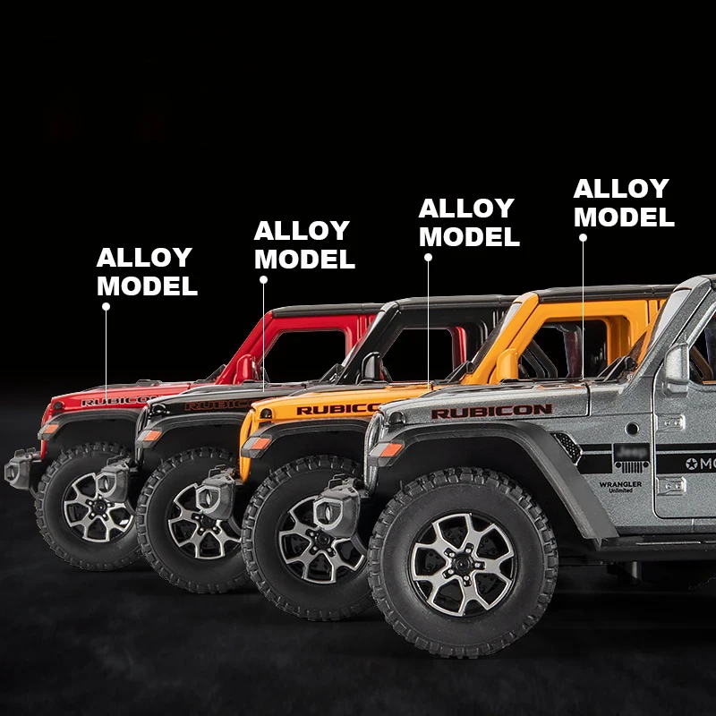 1:22 Jeeps Wrangler Rubicon Alloy Diecasts & Toy Vehicles Metal Toy Car Model Sound and light Pull back Collection Kids Toy Gift 4