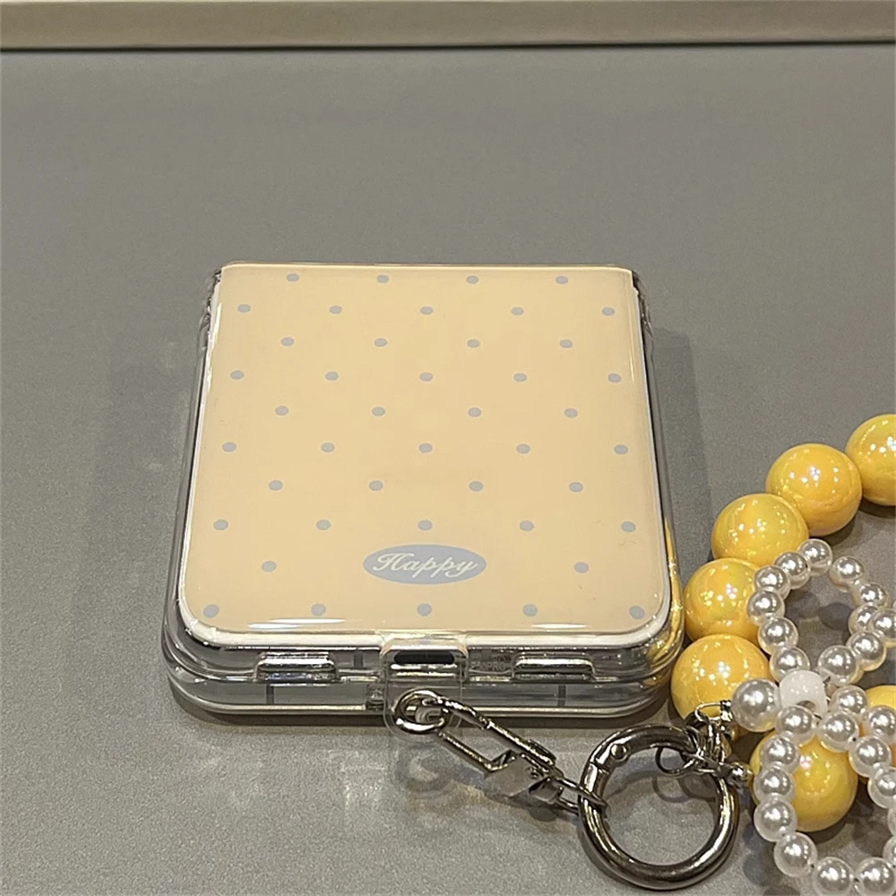 Korean Cute Polka Dot Macaron Color Phone Case with Bracelet Cover