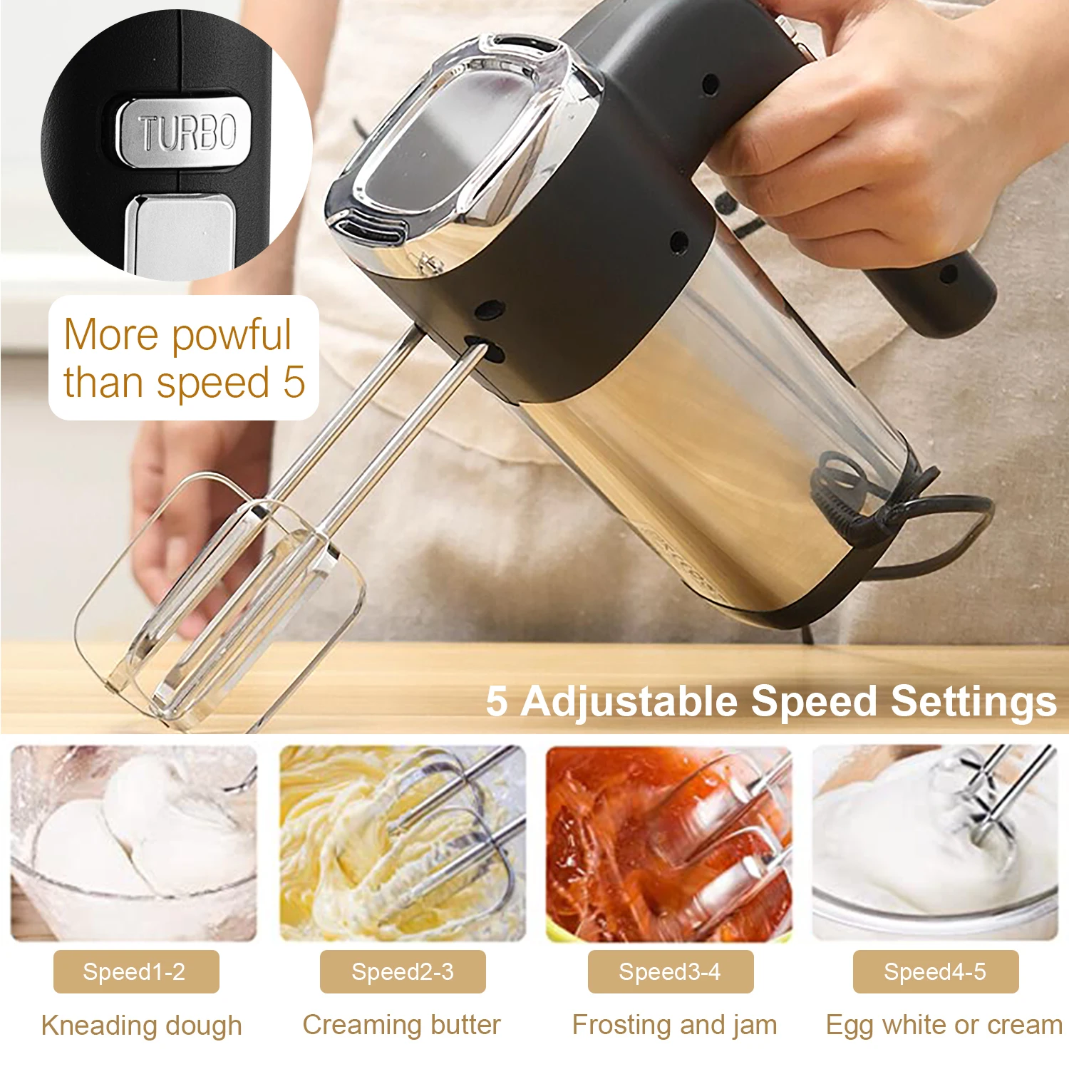 Food Mixer Electric Cuisine Kitchen Blender With Dough Hooks Chrome Egg Beater Hand Mixer Machine for Sweets Bakery Sonifer food mixer