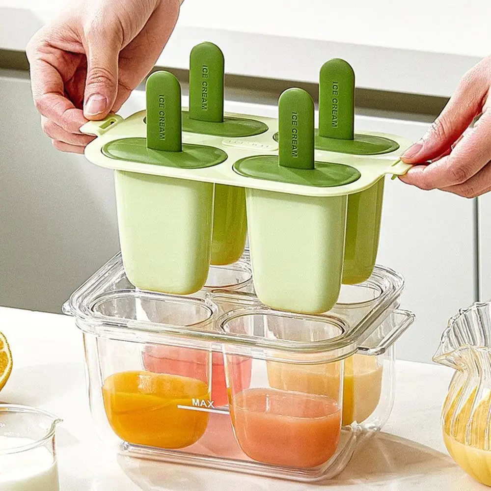 Ice Making Container Easy to Demold Ice Cream Mold Set Food-Grade DIY Popsicle Molds Handmade with Stick Cream Maker Pudding