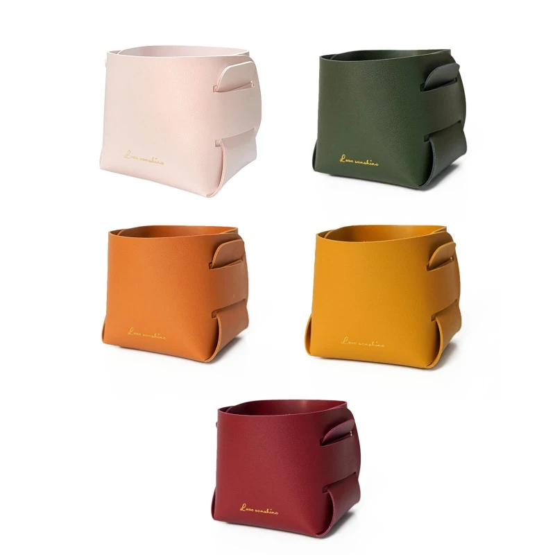 

for Creative Simple Leather Storage Basket for Bedroom Countertop Living Room Po 45BE