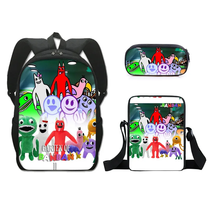 3pcs/set Garten of Banban Backpack Primary Middle School Students Boys Girls Schoolbag 3D Print Cartoon Anime Travel Laptop Bag