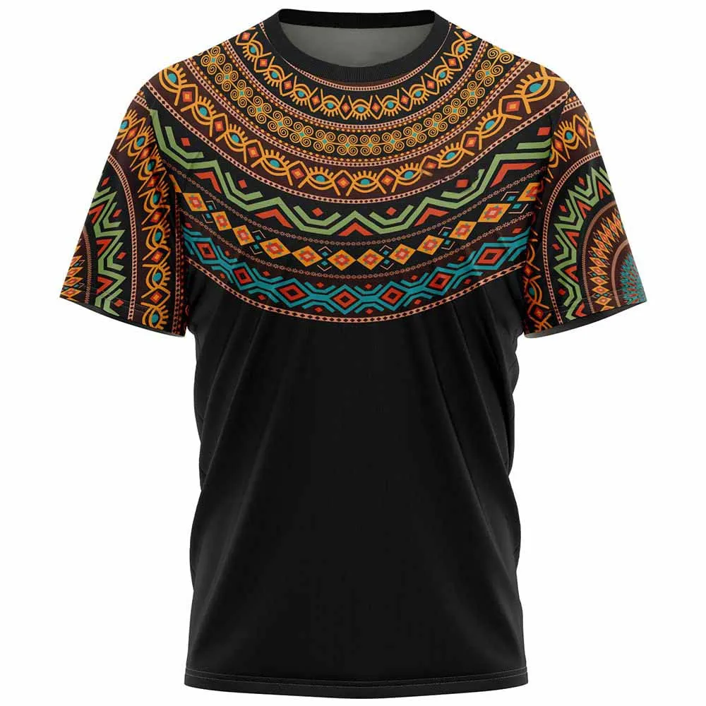 African Style T Shirt Men Short Sleeve Ethnic Tribal Dashiki