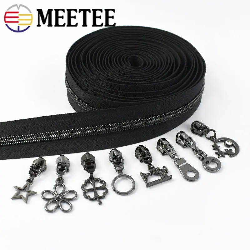 2/4M 5# Nylon Zipper Tapes Gunblack Coil Tooth Zipper Slider Bag Pocket  Decor Zip Puller Clothes Zips Repair Kit DIY Accessories - AliExpress