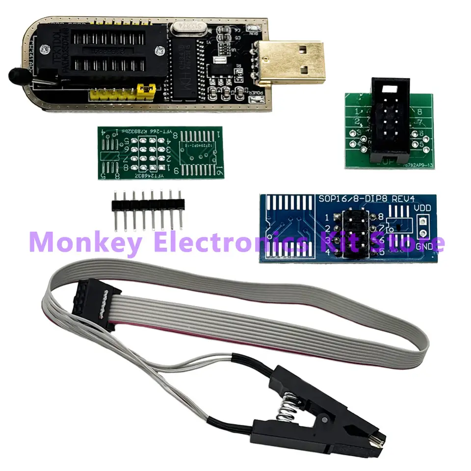 CH341A/B Programmer adapter+SOP8 clip+SOIC8 adapter with cable+1.8V adapter CH341A EEPROM Flash BIOS USB programmer ZIF adapter image 4