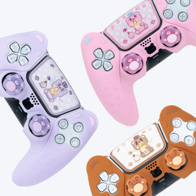 Cute Bear Paw Silicone Soft Skin Cover Custodia Adesiva Per Gamepad Per Sony Playstation Dualsense 5 Controller Ps5 Thumb Stick Grip Cap