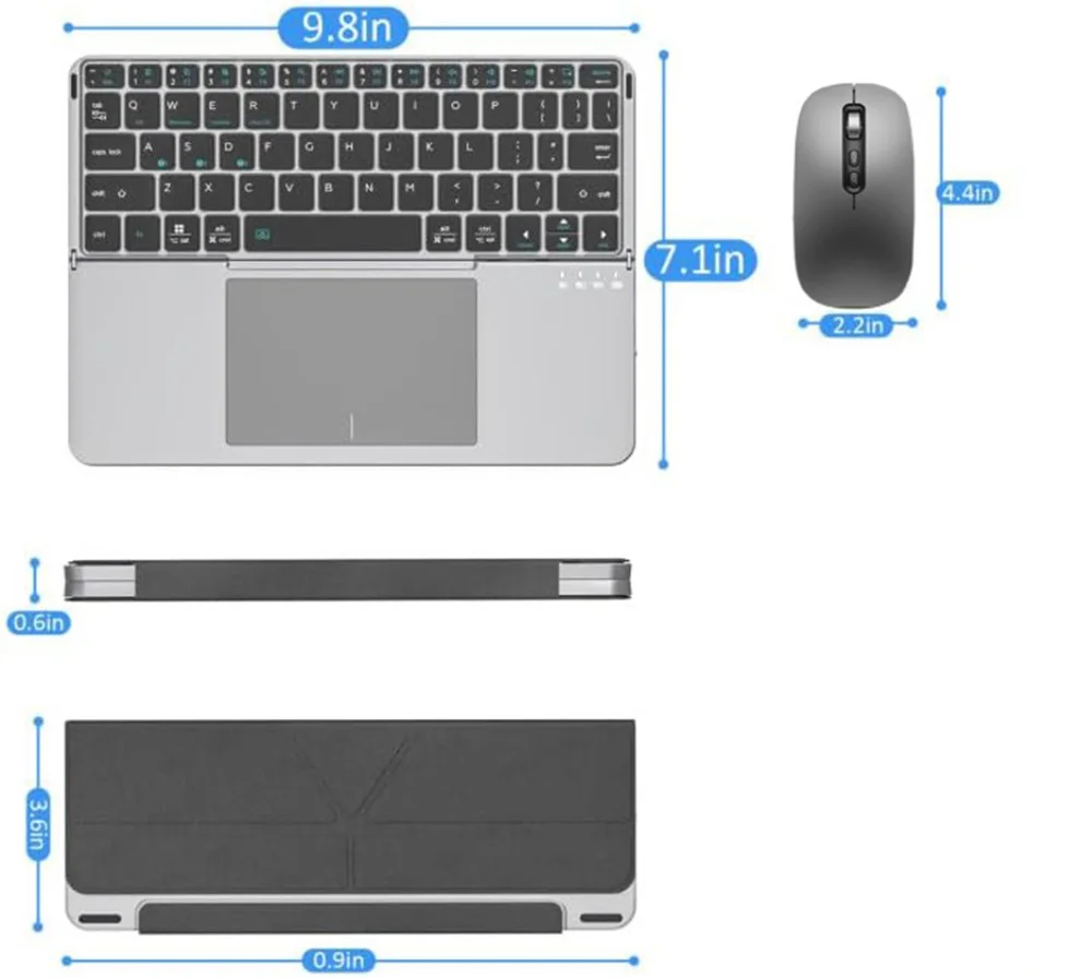 JOMAA Ensemble clavier et souris sans fil pliables Bluetooth avec support et fonction vocale intelligente._voghion.com