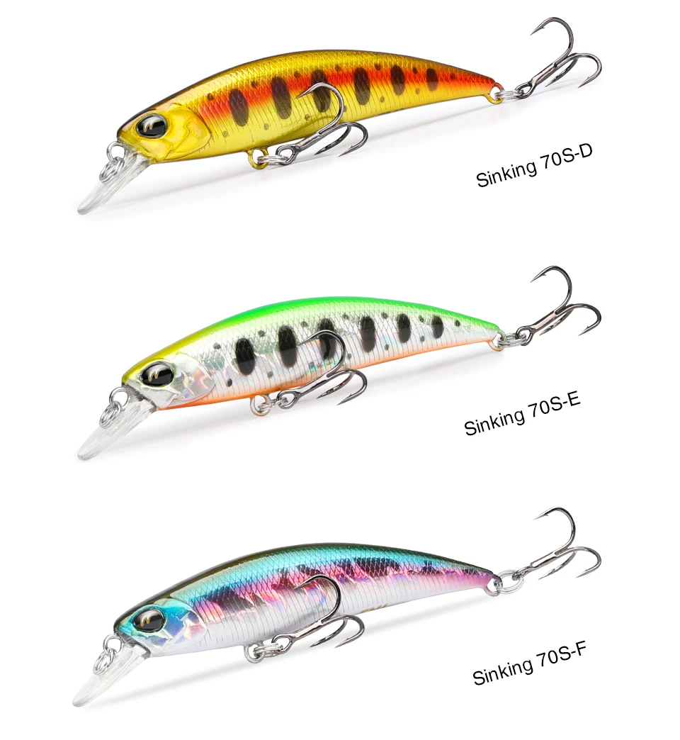 TSURINOYA Sinking Minnow Angelköder DW75 Jerkbait Wobbler 70S 70mm 8,9g Süßwasser-Bass-Forellen-Angelköder Hartköder – Detail 16