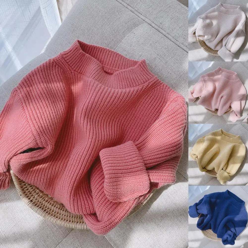 

Long-lasting Girls Shirt Soft Texture Kids Knitwear Long Sleeve Baby Girl Knitted Pullover Costume Anti-shrink