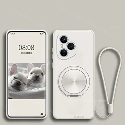 Premium Liquid Silicone Phone Case with Holder Bracket and Screen Protector Film - Honor 400Lite (White)