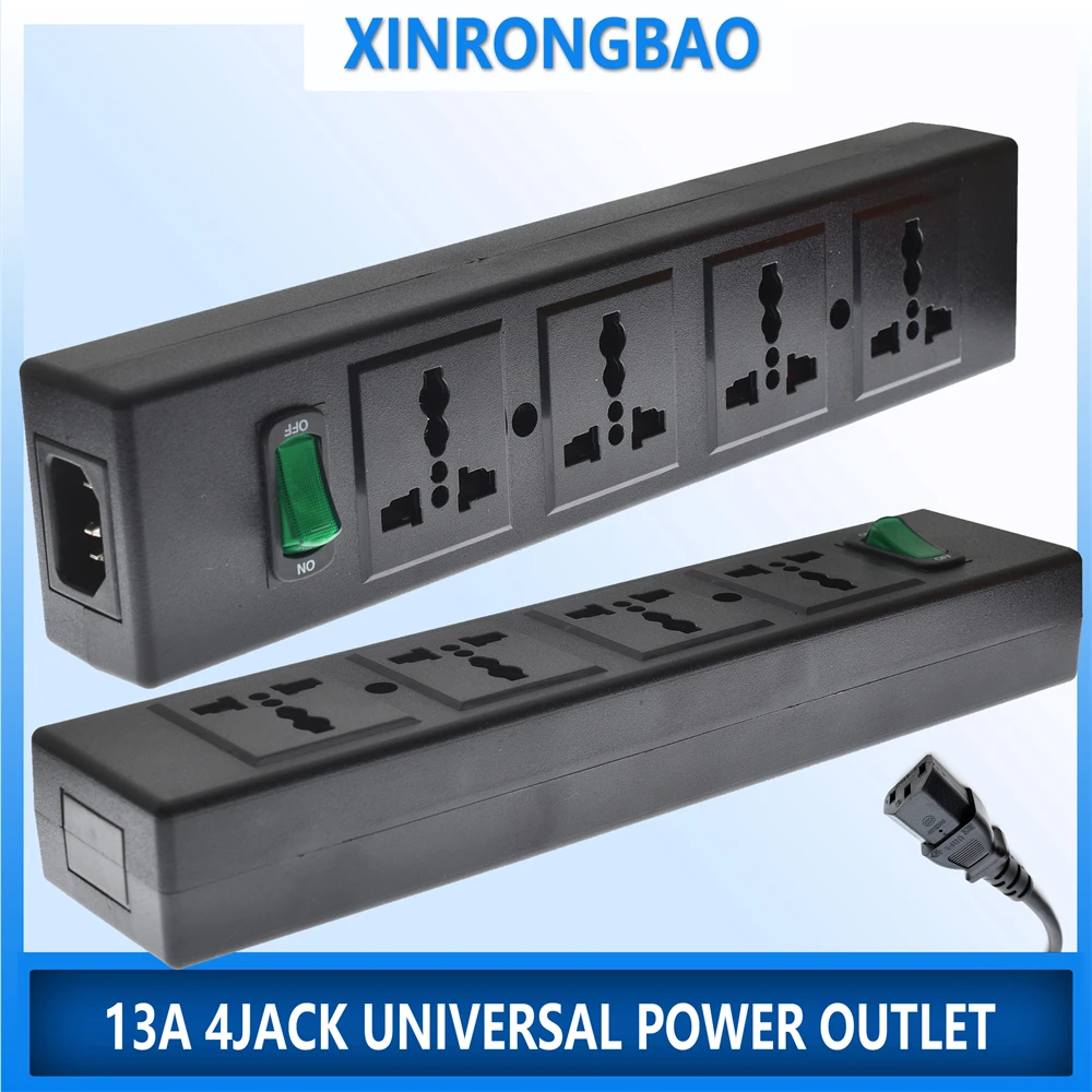 Universal 4-Way Power Strip with Overload Protection and Circuit Breaker