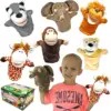 Joyfy 6Pcs Kids Hand Puppet with Mouth Toddler Animal Plush Toy for Show Theater Kids Birthday Gifts Easter Basket Stuffers