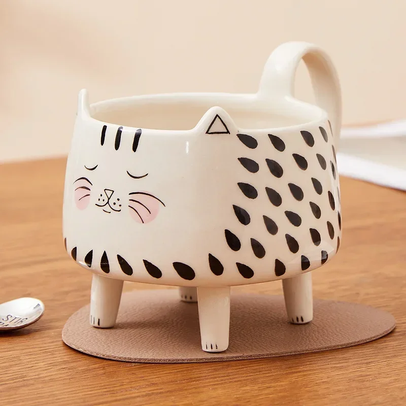 

Cat Mug with 4 Legs Cat Coffee Mug for Women Girls Cute Ceramic Meow Mugs