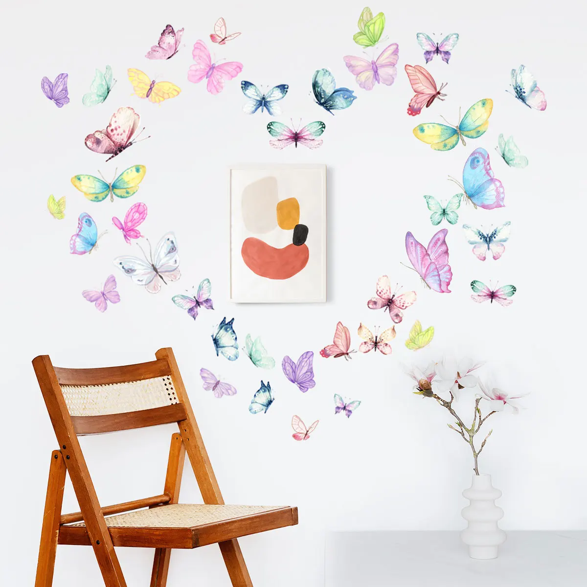 

Butterfly Print Wall Sticker, Colorful Butterfly Pattern, Diywall Decals,Background Wall Decoration And Beautification Stickers