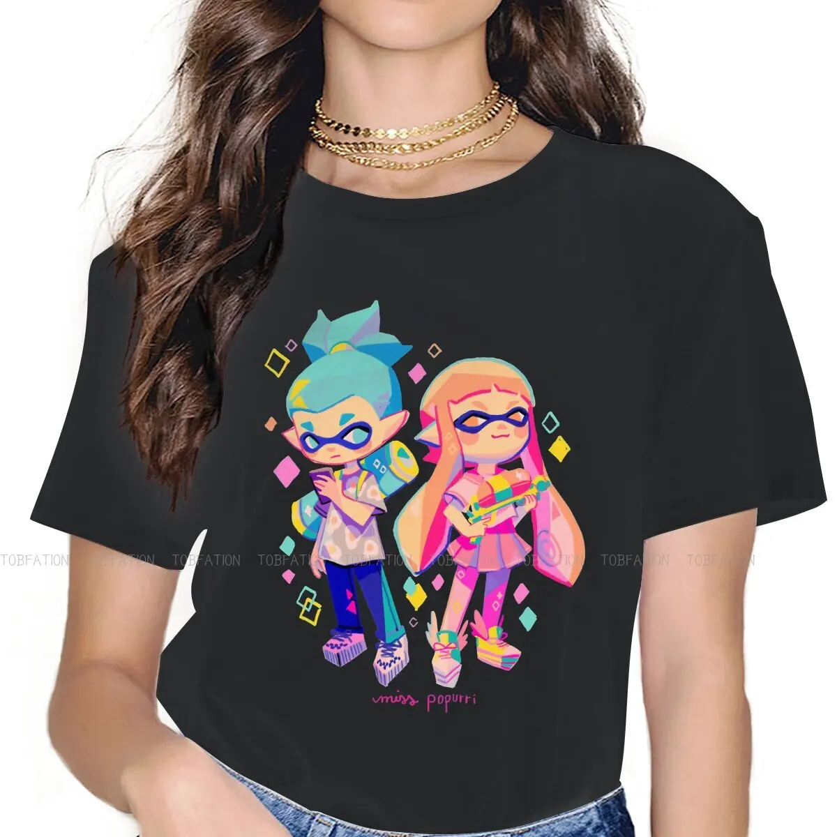 

Inklings Women Tshirts Splatoon Game Gothic Vintage Female Clothing Large Cotton Graphic Short Sleeve