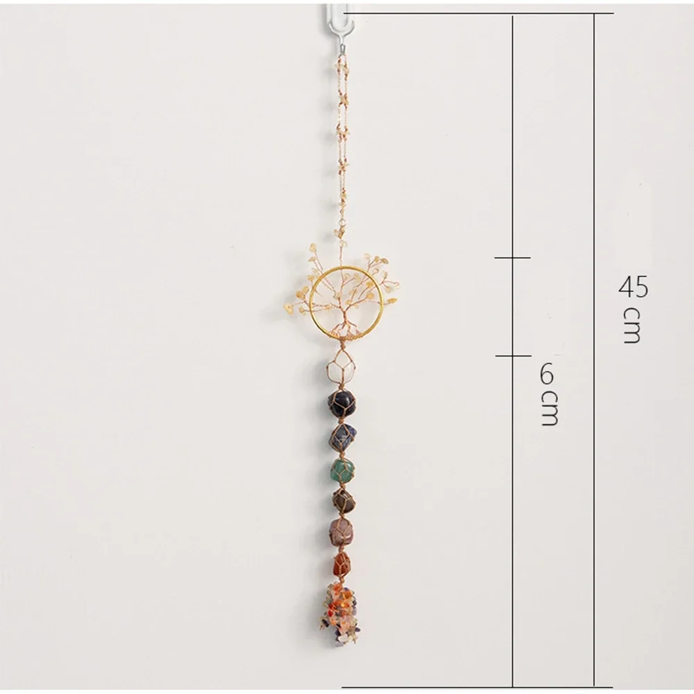 Crystal Rough Stone Dream Catcher Rainbow Catcher Wind Chimes Home Decor Garden Prism Window Decoration Crafts Hanging Pendant