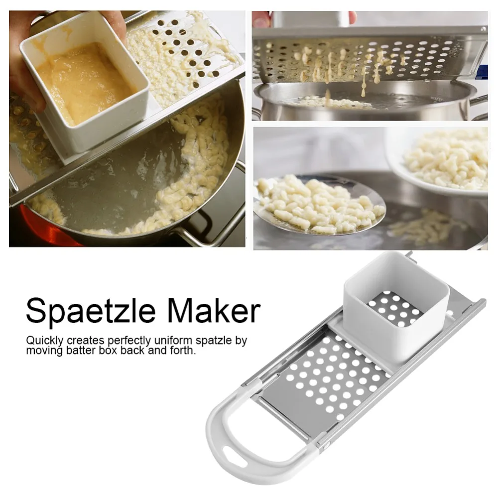 Stainless Steel Spaetzle Maker with Safety Pusher Dumpling Noodle Manual Pasta Maker Machine Pasta Making Kitchen Gadgets Tool