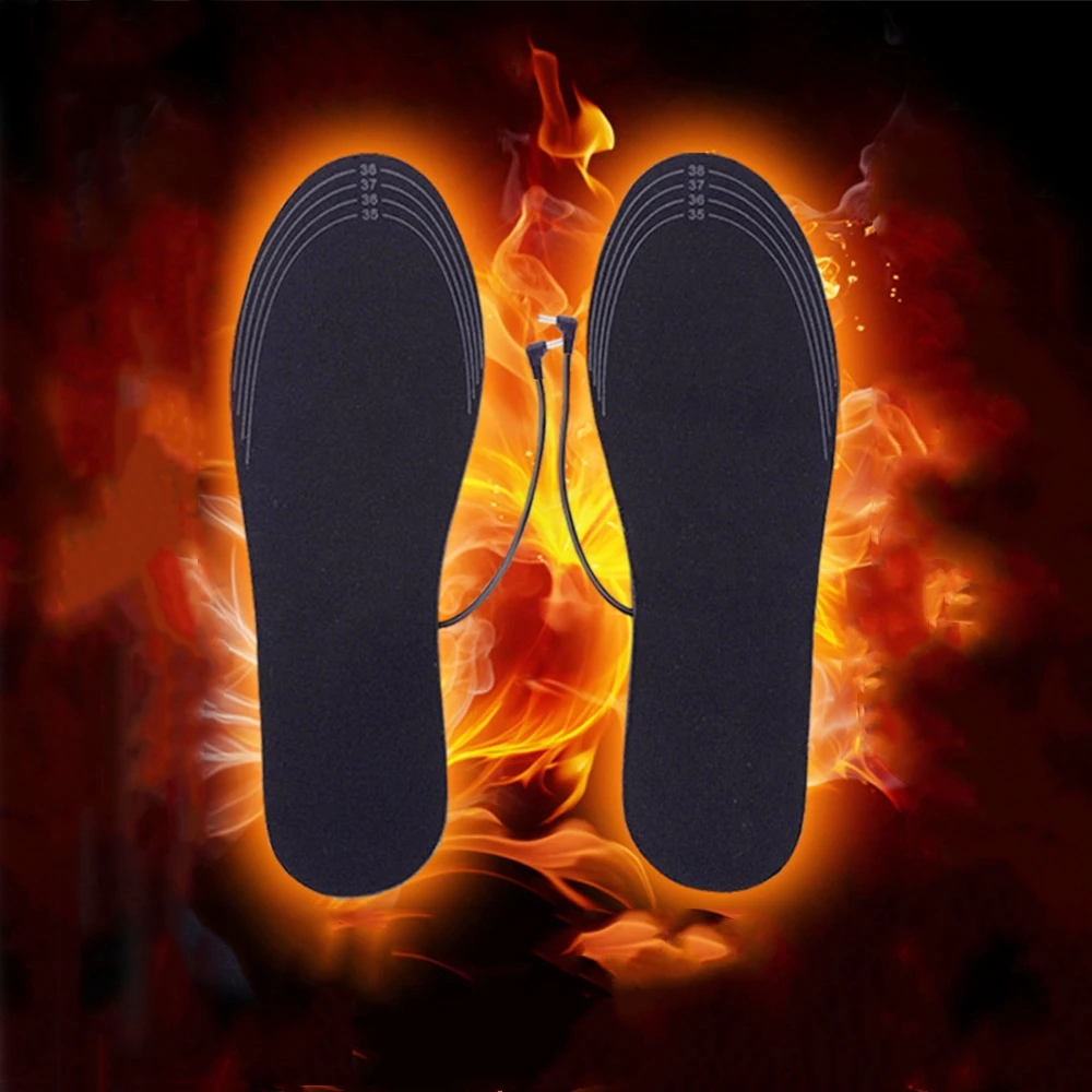 1 Pair New USB Heated Insoles Foot Warming Pad Feet Warmer Sock Pad Mat Winter Outdoor Sports Heating Shoe Insoles Winter Warm