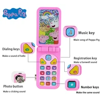 Genuine Peppa Pig Children's Mobile Phone Toy Simulation Flip Puzzle Early Education Model Girl Music Photo Phone Birthday Gifts 2