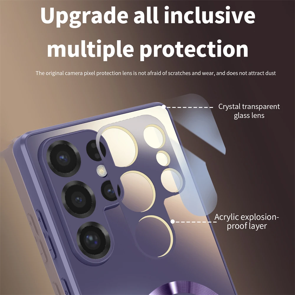 Ultra Thin Titanium Magnetic Glass Lens Protect Phone Case with Matte Finish