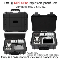Portable Waterproof Hard Shell Case - Explosion Proof, Large Capacity (Black)