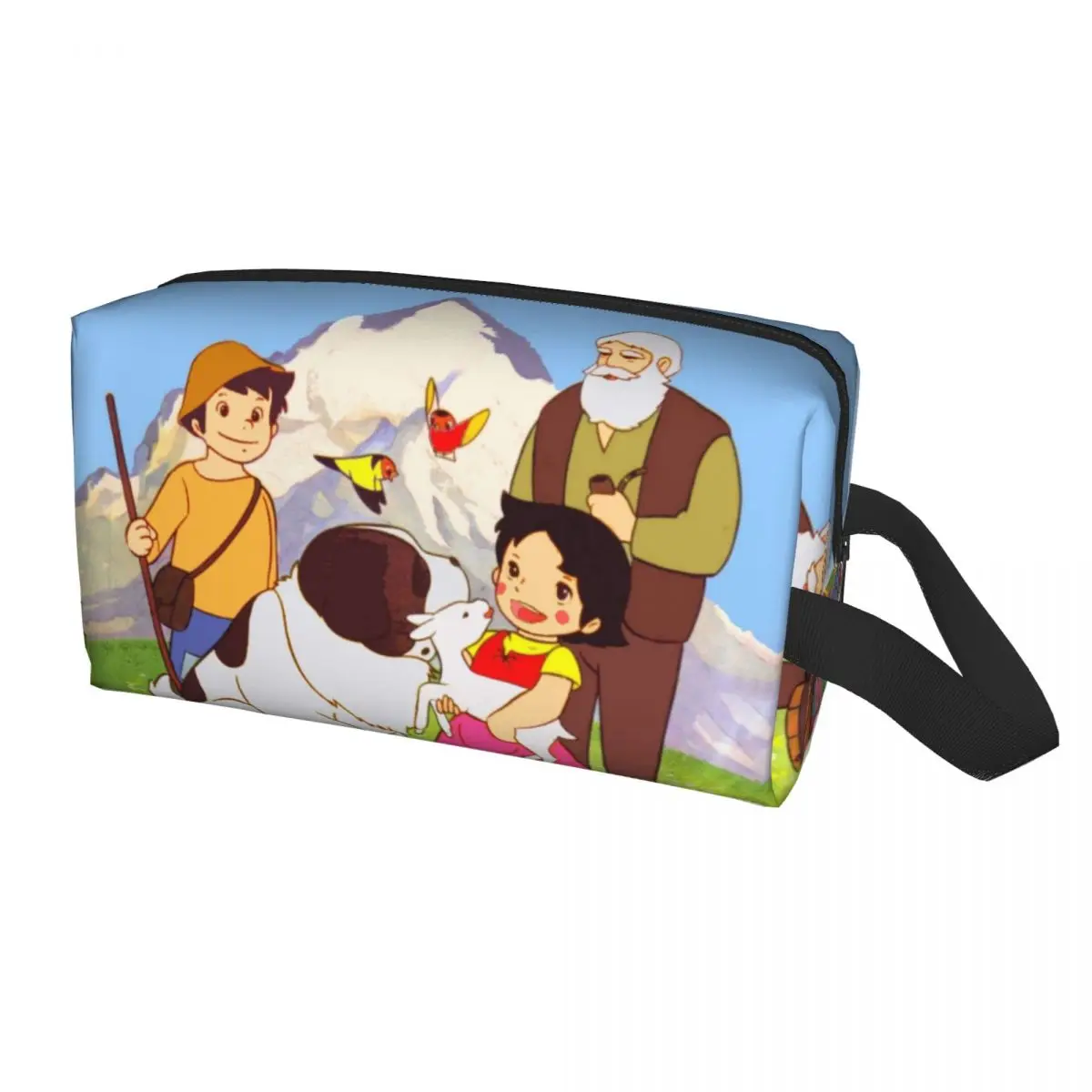 

Heidi Peter And Grandpa Together Makeup Bag Travel Cosmetic Organizer Kawaii Alps Mountain Goat Cartoons Storage Toiletry Bags