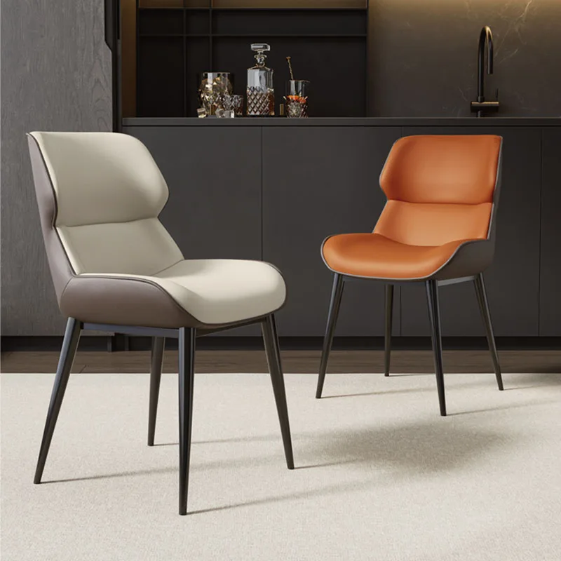 

Leather Makeup Bar Dining Chairs Restaurant Backrest Industrial Apartamento Chairs Lounge Accent Chaises Salle Manger Furniture