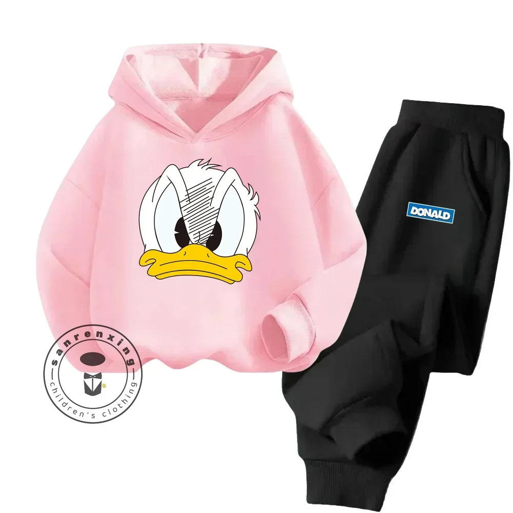 Spring and Fall Fashion Cartoon Donald Duck Pure Cotton Boys and Girls Teenagers Unique Super Good-looking Sweatshirt Tracksuit 3