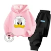 Spring and Fall Fashion Cartoon Donald Duck Pure Cotton Boys and Girls Teenagers Unique Super Good-looking Sweatshirt Tracksuit 3