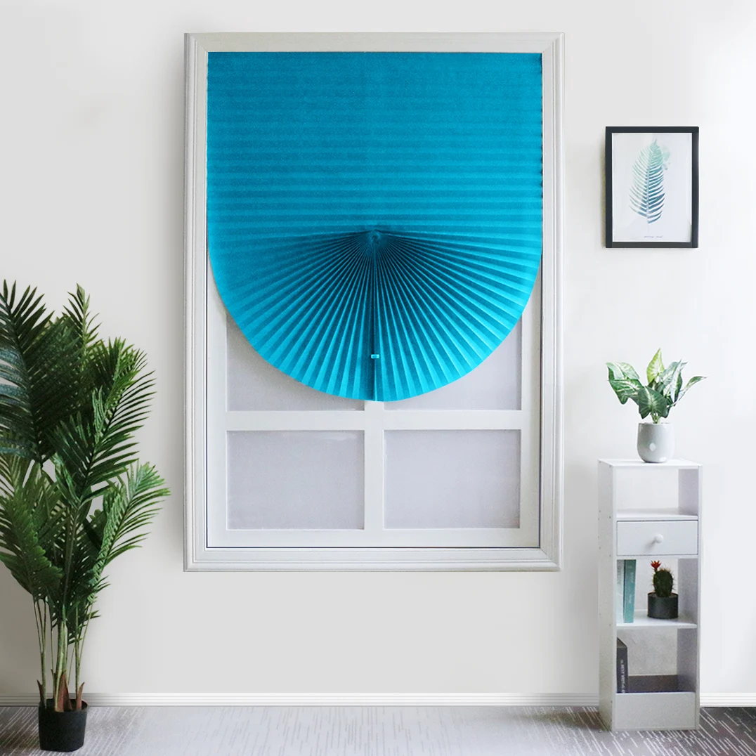 Versatile White Temporary Window Shade - Light Filtering, Pleated Fabric, Self-Adhesive Room Darkening Blind