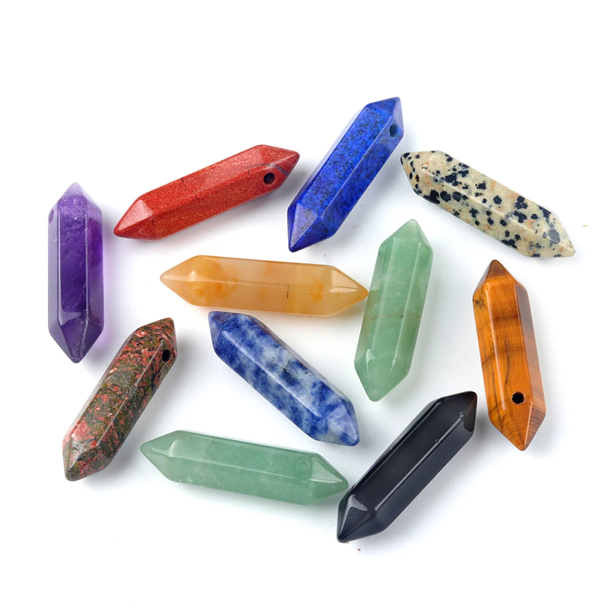 1PC Natural Gem Stone Quartz Crystal Amethyst Hexagonal Pendulum DIY Jewelry Making Accessory