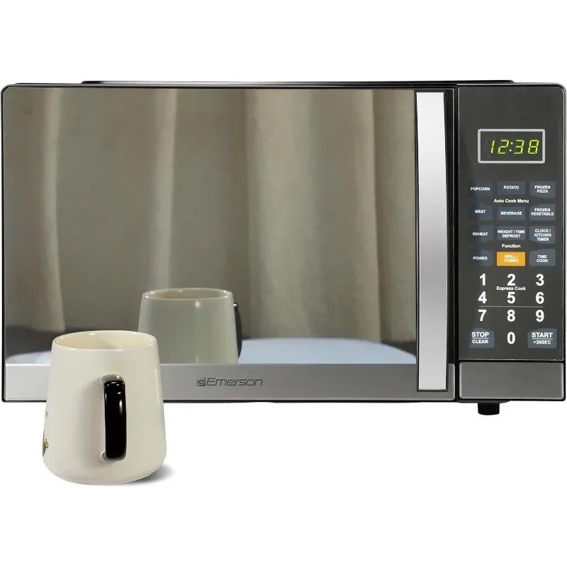 Countertop Microwave Oven,Sleek Mirrored Finish 10 Power Levels, 6 Auto Menus,Glass Turntable and Child Safe Lock,1.1 Cu. Ft 2