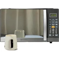 Countertop Microwave Oven,Sleek Mirrored Finish 10 Power Levels, 6 Auto Menus,Glass Turntable and Child Safe Lock,1.1 Cu. Ft 2