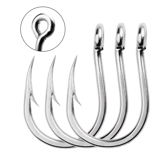 50pcs Fishing Hooks 1/0#-13/0# Offset Sport Circle Fishing Hook