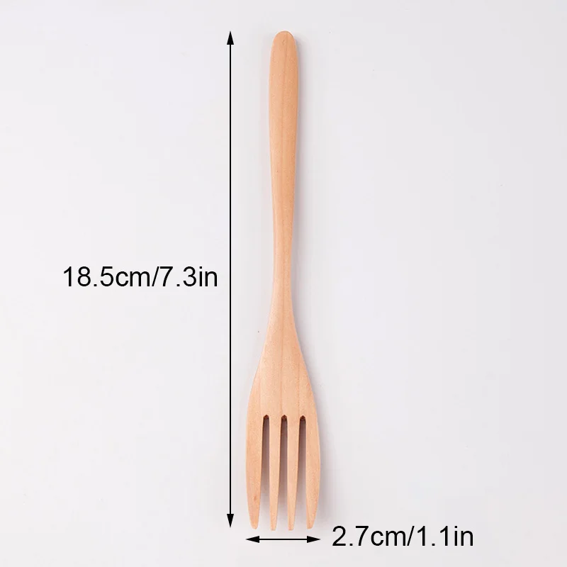 Wooden Fork Bamboo Kitchen Cooking Utensil Tool Tableware For Dessert Salad Fork Household Gift Japanese Dinner Flatware Cutlery