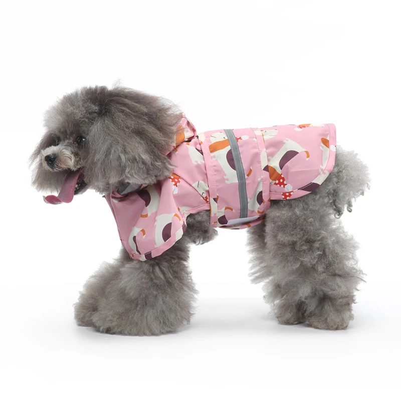 Four-legged Raincoat With Hood For Dogs