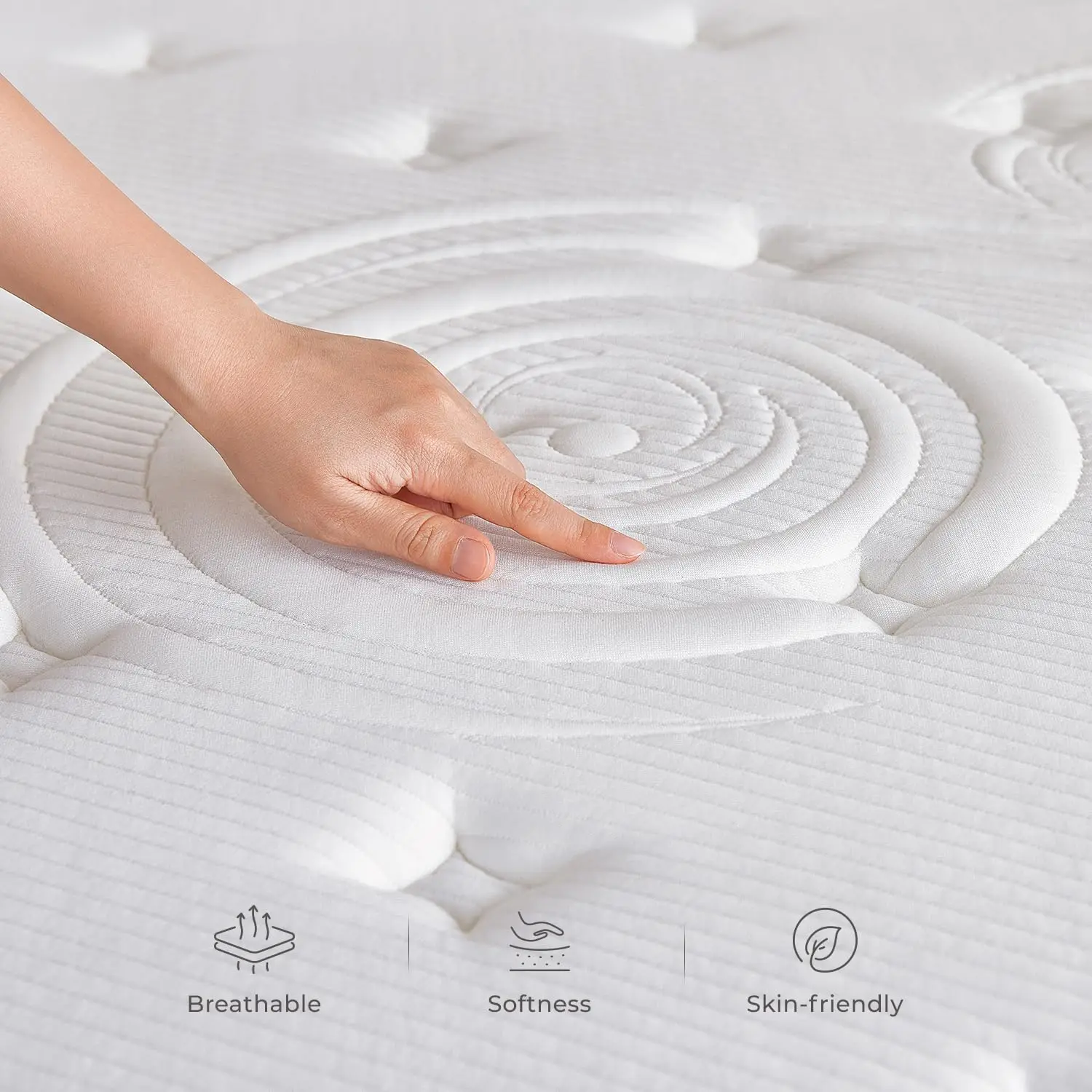 King Mattress-12 Inch King Size Hybrid Mattress, Bed Mattress with Pocketed Coils for Comfort Sleep and Balanced Support
