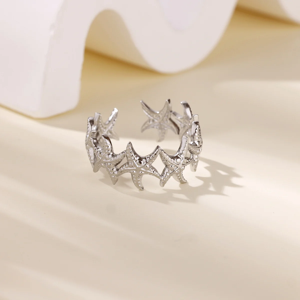 Gold Stainless Steel Fashion Starfish Rings