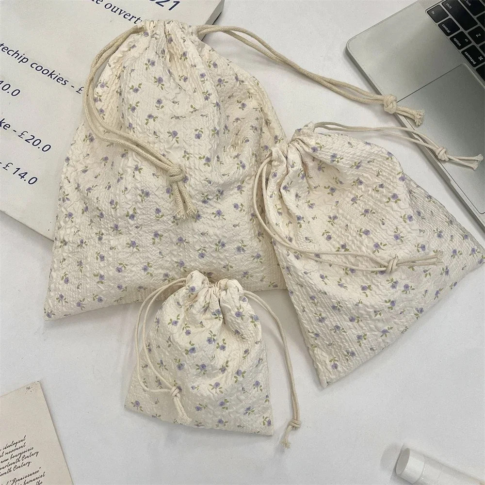 귀여운 꽃 여성 메이크업 가방 파우치 Kawaii 휴대용 세면 용품 화장품 보관 주최자 여행 화장품 가방 Drawstring 케이스