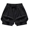 Women's Sporty Three-quarter Length Yoga Pants Breathable Quick-drying Running Training Fitness Shorts with Inner Lining
