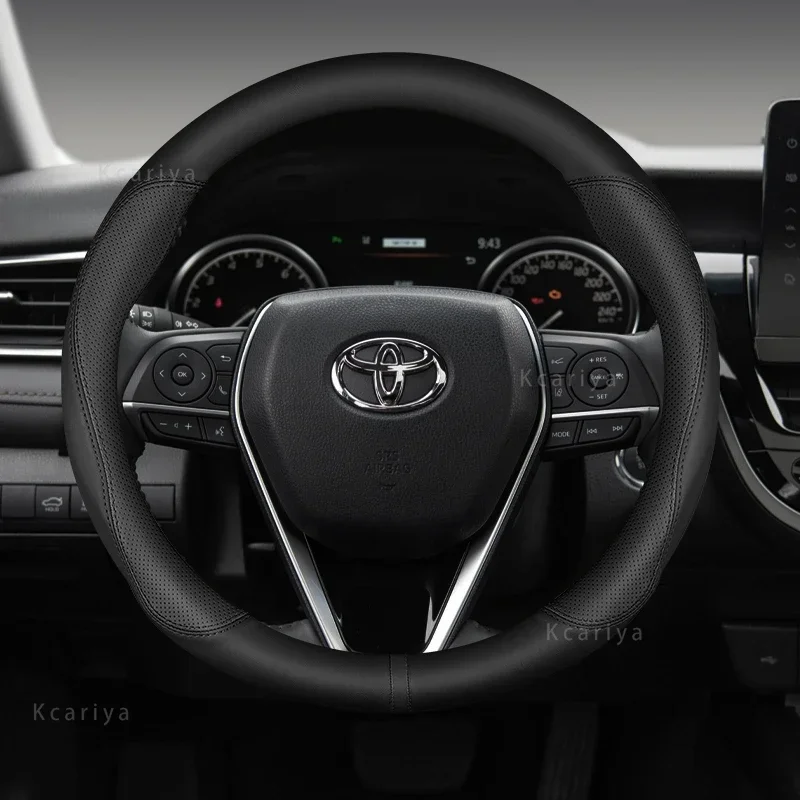 Coprivolante per Auto antiscivolo 38cm 15 "in pelle per Toyota Corolla CH-R Camry Rav4 Auris Prius Yalis Avensis accessori Auto - Image 3
