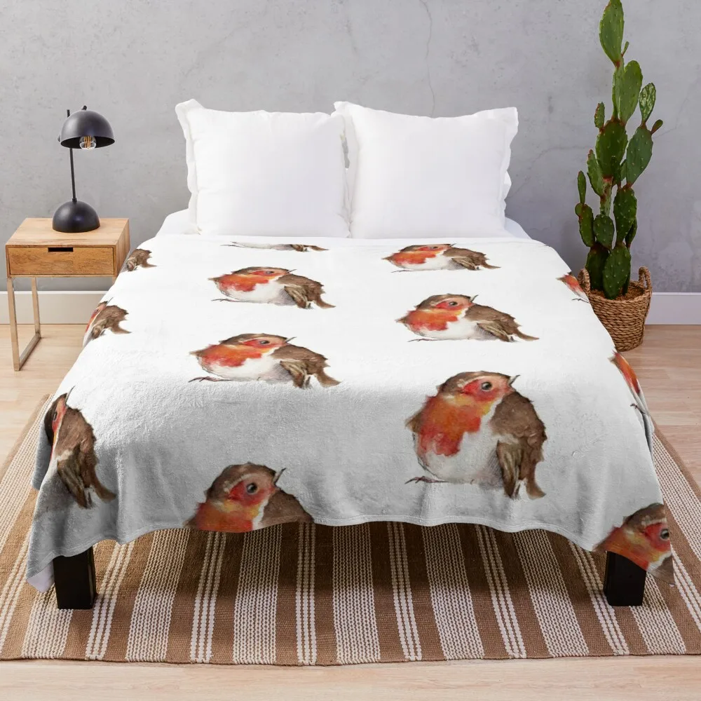 

Robin Watercolour Throw Blanket retractable and reclining sofa blanket Fleece sofas summer cottons