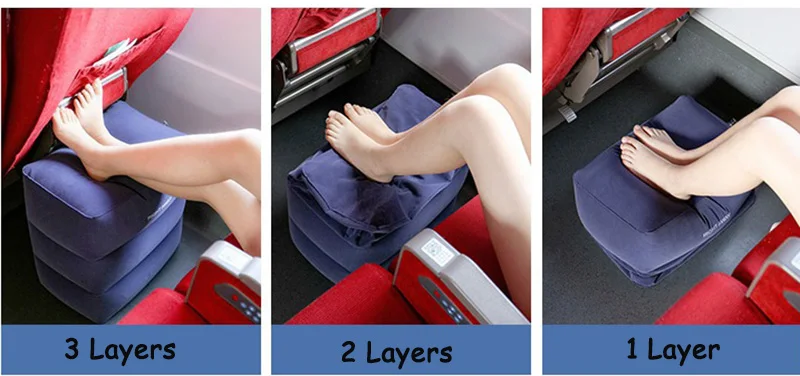 Description Picture 4 of item1/2/3 Layers Self Inflatable Portable Travel Footrest Pillow Airplane Train Car Height Adjustable Flight Sleeping Resting Pad