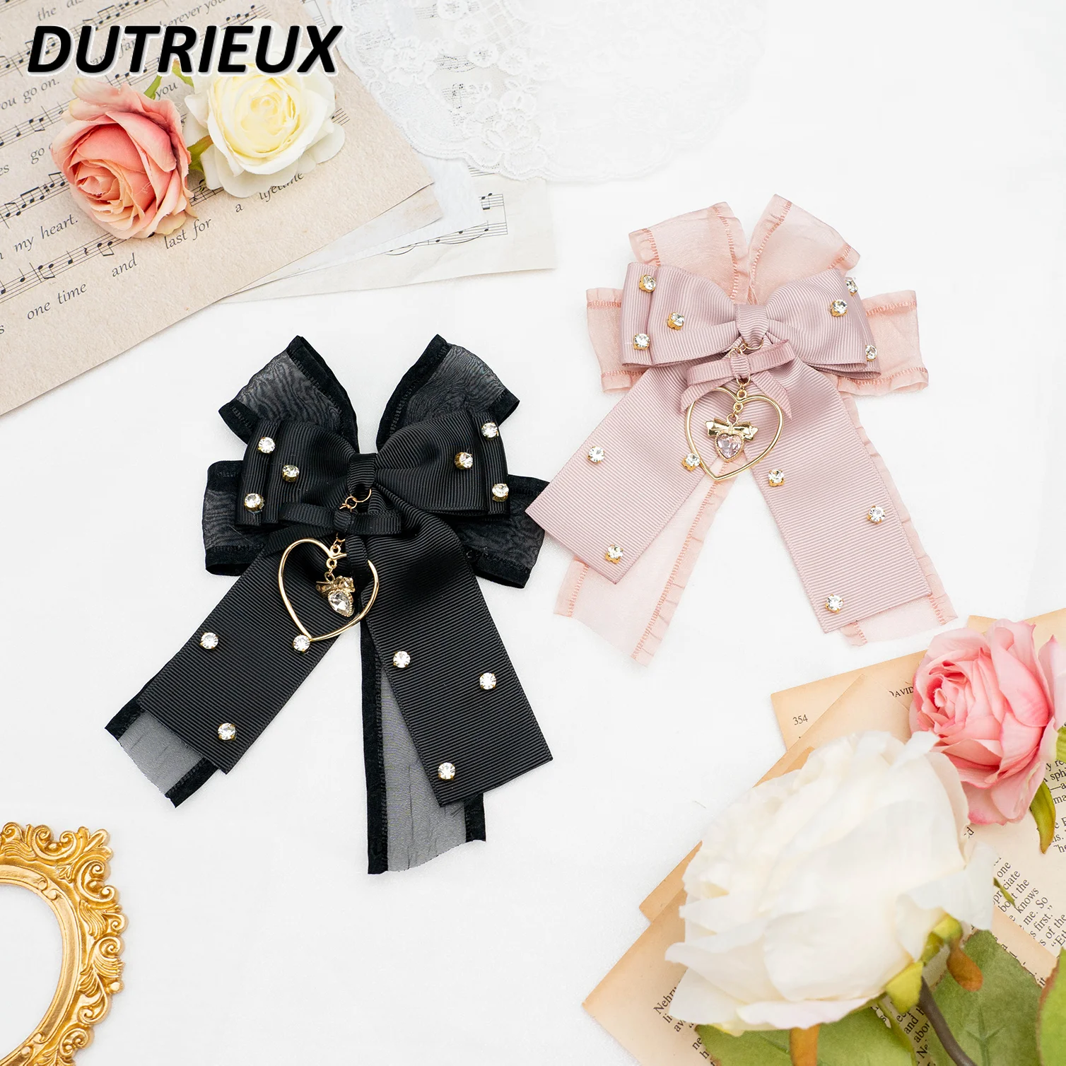 

Japanese Mine Mass-Produced Side Clip Hairpin Lolita Sweet Cute A Pair of Hairclips Hair Accessories for Girls Bow Hair Clips