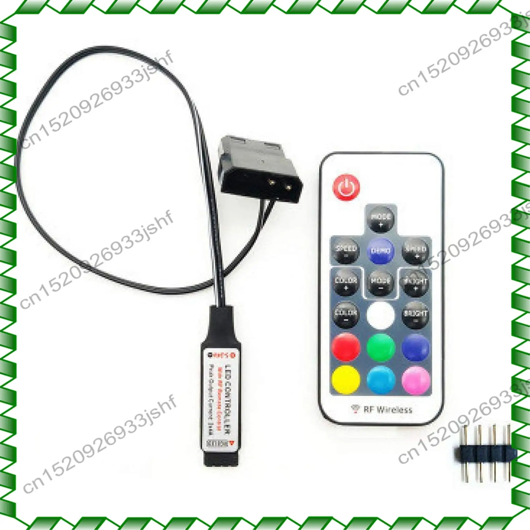 -BOFF 컴퓨터 팬 조명 효과 컨트롤러, 5V 3핀/12V 4핀 RGB 팬 장비 와이어 제어/원격 컨트롤러(On/Off 포함)