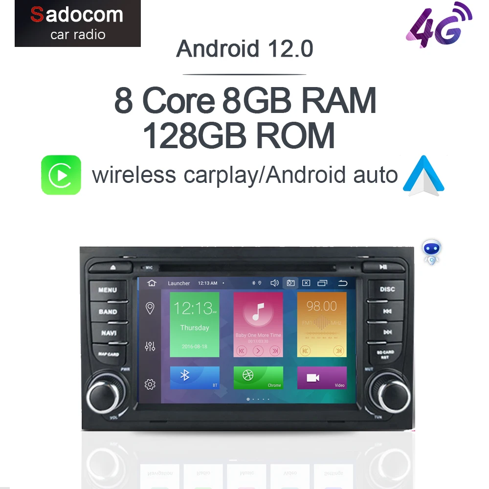 

Carplay DSP IPS Android 12.0 8Core 8G +128G Car DVD Player GPS Map RDS Radio Bluetooth 5.0 Wifi For AUDI A4 SEAT EXEO 2009-2012